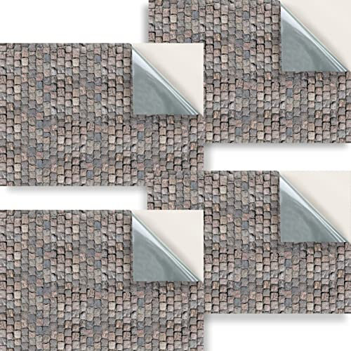 Stick & Go Repositionable Self Adhesive Dolls House Wallpaper 1:24 Scale (Set of 4 Sheets) - Cobblestones - No. 67