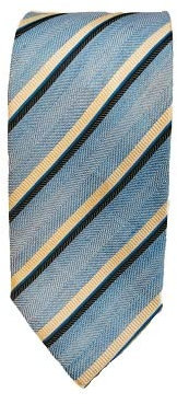 Generico Krawatte 52% Baumwolle - 24% Wolle - 24% Seide Made in Italy 8 cm Farbe hellblau gestreift italienischer Stoff - Schneiderei, gelb, Uomo, Taglia unica