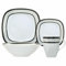 Royal 16-Piece Square Porcelain Dinner Set for 4– 4 Dinner Plates and Bowls Set with 4 Side Plates & Mugs, Dishwasher Safe, Highly Resistant Dinnerware, Kitchen & Dining - Aztec Gold Design