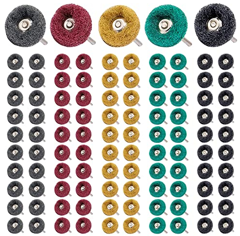 100 Stück 25mm Schleifmittel Polierscheiben, Schleifscheibe-Polierschleifscheibe, Schleifmittel Polieren Räder mit 3mm Schaft,Polierzubehör für Dremel Rotationswerkzeuge,Polierset für Glas Metall Holz