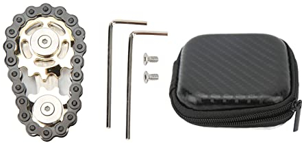 VBESTLIFE Ritzel Fidgets Kette, Abnehmbare Fingerspitzenketten Kettenräder Spielzeug Stressabbau Edelstahl Sensorische Fingerspitzen Fahrradketten Spielzeug für die Reise (Gold)