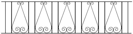 Stirling Scroll Railing Panel - Solid Steel - Fits Gap of 1830 mm x 403 mm High - Electro Galvanised/Black Powder Coated