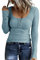 Sukany Women's Henley Shirts Long Sleeve Button Down Slim Fit Tunic Tops Scoop Neck Ribbed Knit Casual T Shirts Blouses Bluish S Blue