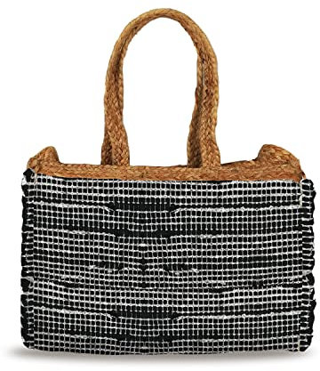 Banzaii sac de paille pour femme, sac à bandoulière coloré, sac d’été, sac de plage fait à la main Amalfi Noir