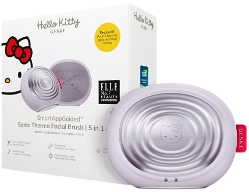 GESKE x Hello Kitty | SmartAppGuided™ Sonic Thermo Facial Brush | 5 in 1 | Pulizia della pelle | Spazzola per la pulizia con funzione riscaldante | Massaggiatore facciale | Spazzola viso elettrica