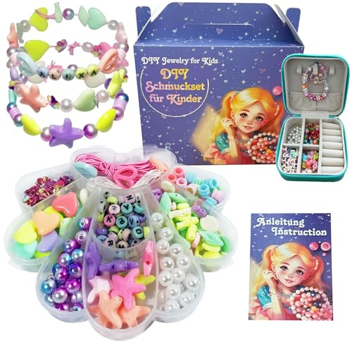 PAVELS Perlen zum Auffädeln Kinder Schmuck zum Basteln DIY Muschel Strand Shell Seestern Perlenset Geschenkidee für Mädchen 4 5 6 7 8 9 10 Jahre