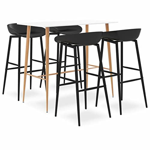 Camerina 5-TLG. Bar-Set Stehtisch Outdoor Bartisch-Set Bar MöBel Bar Outdoor Theke Garten Theke Bar Weiß und Schwarz 3057437