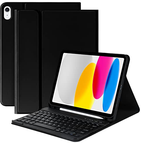 TQQ Coque Clavier pour iPad 10/11 Ème Generation (10.9 Pouces 2022/11 Pouces A16 2025), AZERTY Français Layout, Clavier Bluetooth Détachable pour iPad 10eme/11eme