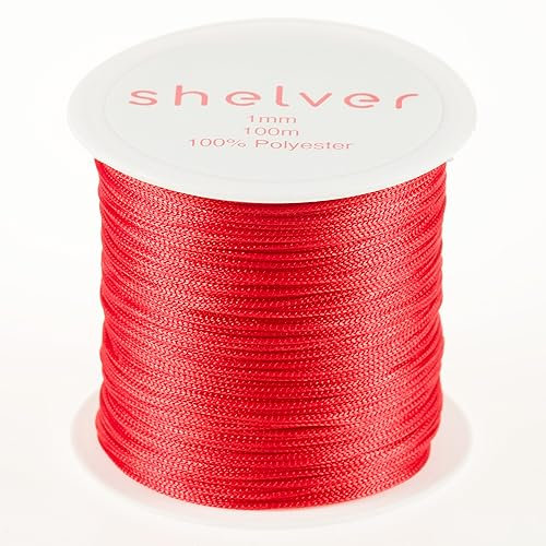 1mm Red String x 100m, Nylon Cord, Available in 26 Colours, Bracelet Making, Other Crafts (RED)