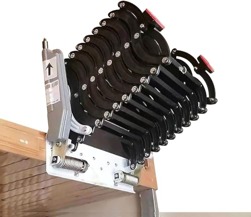 Dachbodenleiter Stealth Teleskopleiter Dachbodentreppe aus legiertem Stahl Deckenklappleiter Dachbodenleiter zum Herunterziehen 660LB 12 Stufen