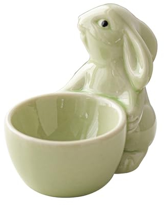 MOFIC Eierbecher aus Keramik, niedlicher Osterhasen-Eierbecher, Ostereierhalter, Eierbecher, Hasen-Eierhalter für Ostertisch, Heimdekoration (grün)