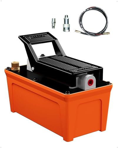 Air Hydraulic Pump, 10,000 PSI Hydraulic Foot Pump, 1/2 Gal Reservoir Foot Operated Air Hydraulic Pump, with Hose and Spray Gun for Heavy Machinery Rigging, Auto Repair, Auto Body Frame Machines