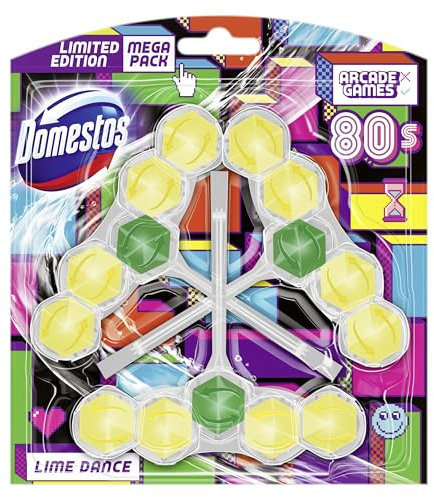 Domestos Power 5 Toilettenstein Limited Edition Lime Dance WC Reiniger volle Power bis zu 900 Spülungen im Trio 3x 55 g