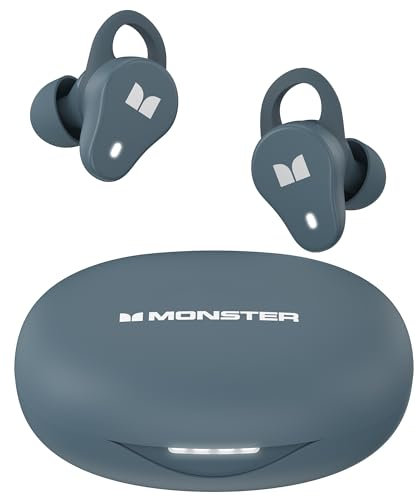 Monster N-Lite 210 - Auriculares inalámbricos Bluetooth de 5.4 pulgadas, micrófono integrado para llamadas cristalinas, tiempo de reproducción de 32 horas, auriculares impermeables para deportes