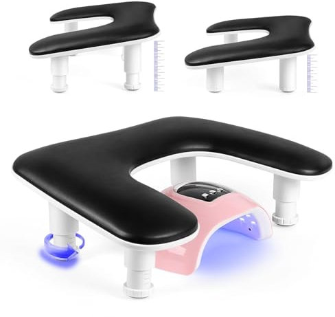 Manicure Nail Arm Rest for Hand:Nail Arm Rest U Shaped Height-adjustable Leather Hand Rest - Balck Hand Rest for Nail Art Lovers Nail Art Salon