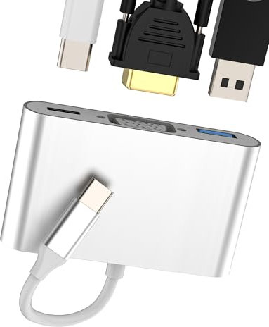 Adaptateur USB C vers VGA(3in1)USB OTG 3.0 Multiport Hub Type C Charge Câble pour Apple MFi Certifié Android Macbook vidéo Display Port Projecteur Adaptateurs pour iPad pour iPhone 16 15 pro max