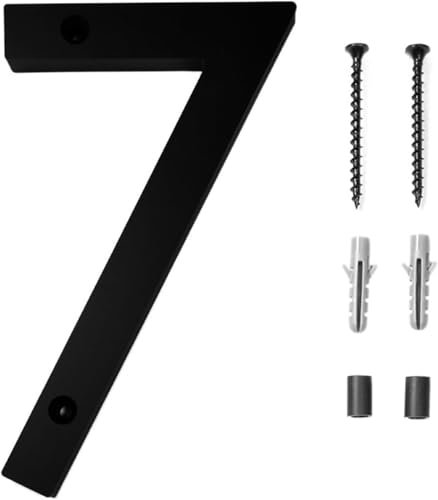 3D Numéro de maison noir Panneau De NuméRo De Maison Flottant Numéros d'Adresse de 6 Pouce Numéros de Maison Modernes pour l'extérieur Numéro de Maison Flottant，pour rue et boîte aux lettres-Numéro 7