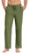COOFANDY Herren Hosen mit Kordelzug Leinenhose Leichte Sommerhose Schlupfhosen mit Gummizug Strandhosen Casual Freizeithose Stoffhose Herrenhose Senioren Hose Armeegrün XL