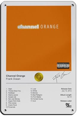 HGEIK Frank Ocean Poster – Kanal Orange Album Cover Poster Blechschild Vintage Metall Pub Club Cafe Bar Home Wandkunst Dekoration Poster Retro 20 x 30 cm
