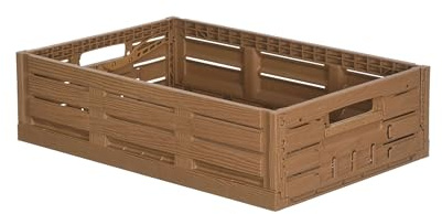 DIE BOX FABRIK Obst- und Gemüsekiste in Holzoptik | klappbare Obstkiste für Haus und Garten | Apfelkiste | Kunststoffkiste | Gemüsebox für Lagerung & Transport (1, 600x400x163 mm)