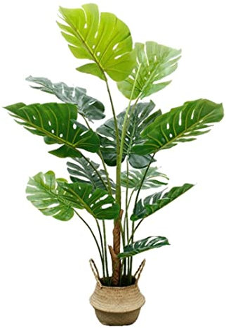 MEIZHITU Zimmerpflanzen Groß Große Kunstpflanzen Tropische Pflanze Künstlicher Monstera-Baum Im Topf for Innen-Außen-Hausgarten-Dekoration Kunstpflanzen Aussenbereich