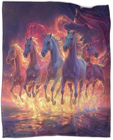 Horse Warme Weiche Cosy Flanell Sherpa Decke Druck Fleece Wurf Decke 3D Plüsch Decke Für Erwachsene Decke Für Schlafsofa Couch 80x90inch(200x230cm)