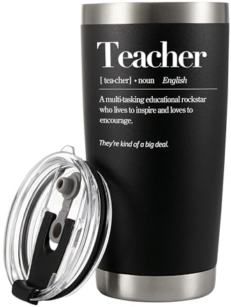 Panvola Teacher Definition Teacher Gifts Tumbler 20oz Black | Teacher Cup Educator Gifts Stainless Steel Vacuum Insulated Tumbler Removable Lid with Straw and Brush