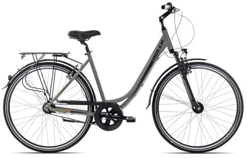 Adler Verona Nexus Wave Damenrad 28 Zoll 7 Gang Citybike mit Straßenausstattung, Farbe:khakigrey Black orange matt, Rahmengröße:55 cm, Laufradgröße:28 Zoll