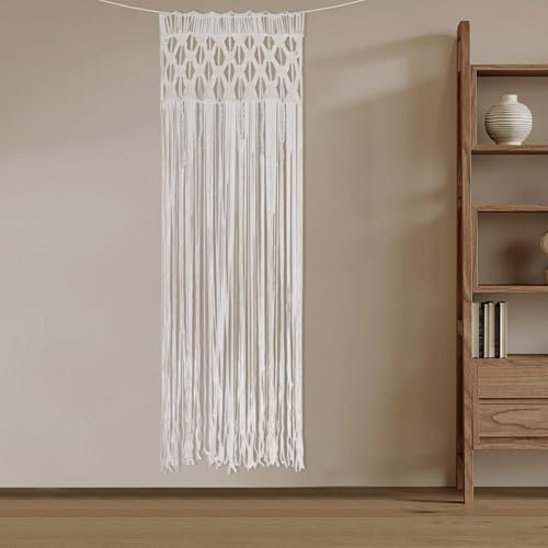 ARBGO Rideau de porte en macramé tissé à la main - 74 x 203 cm - Style bohème - Séparateur de pièce - Corde en coton - Décoration murale - Pour rideau de fenêtre, rideau de porte, fond de mariage -