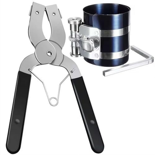 Kolbenring Installer Removal Kit, Kolbenring Kompressor Werkzeug mit Kolben Installer Zange für Auto Motor Reparatur, Größen Einstellbar Von 2-1/8 - 7 (53mm - 125mm)