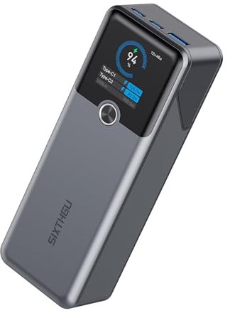 SIXTHGU 140W Power Bank, 20000mAh Laptop Portable Charger with Smart Digital Display and PD/QC3.0 Fast Charging, 3-Port Output for iPhone 16/15/14 Series, Samsung, iPad, AirPods, Dell, and More
