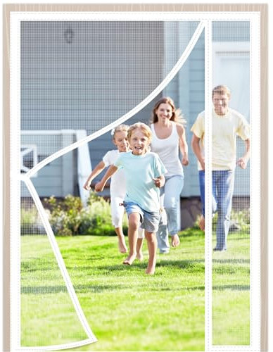 Zanzariera Magnetica per Porte Finestra 300x300cm Bianco Tende Zanzariere con Calamita Impedendo agli Insetti di Entrare Mantenendo la Circolazione Dell’aria per Balconi