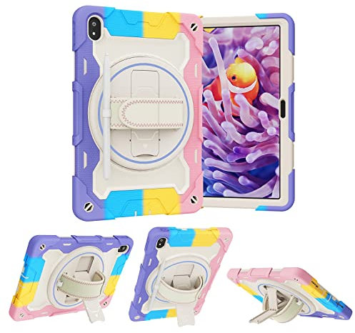 Funda para tableta Funda Compatible with niños Compatible with Lenovo Tab P11 2020 TB-J606F Case&Tab P11 Plus 2021 TB-J616F/J607F, soporte elástico multiángulo + correa de mano giratoria ajustable de
