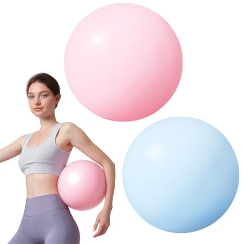 flintronic Gymnastikball Kleiner Pilates-Ball, 2PCS 25cm Soft Yoga Ball mit aufblasbarem Strohhalm, Anti-Burst-Übungsball für Yoga, Pilates, Balance, Physiotherapie, Stretching und Core-Fitness