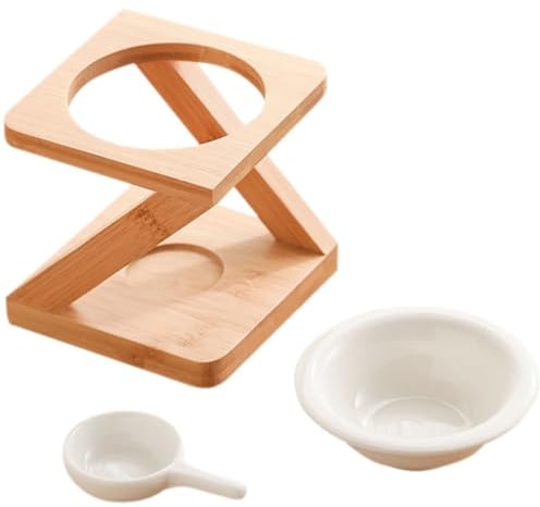 HAKIDZEL Duftwachswärmer Teelicht Keramik Holz für Weihnachten Mottoparty | Beige, Abnehmbarer Aromabrenner, für Teelichte und Wachs, Glatt, Dekorativ, Home Spa, Küche, Festlich