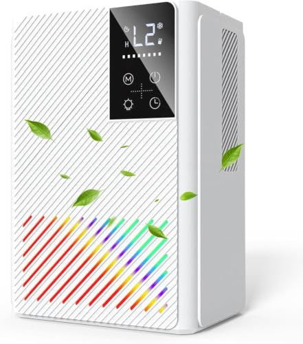 Deumidificatore 2500ML, Deumidificatore Ambiente Casa Muffa, Deumidificatore Silenzioso Deumidificatori con Comandi Touch, Luci a 7 Colori, Timer, Spegnimento Automatico, Dehumidifier per Casa Bagno