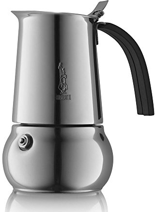Bialetti Kitty Kaffeekocher mit Induktionboden, Edelstahl, Silber, 10 Tassen