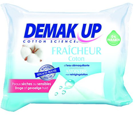 Demak'Up - Lingettes Sensation Eau Démaquillante Peaux Sèches ou Sensibles - 25 Lingettes - Lot de 2