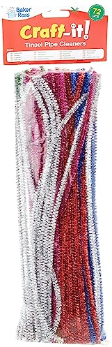 Baker Ross Fils chenille à effet guirlande de Noël (paquet de 72) Couleurs Assorties