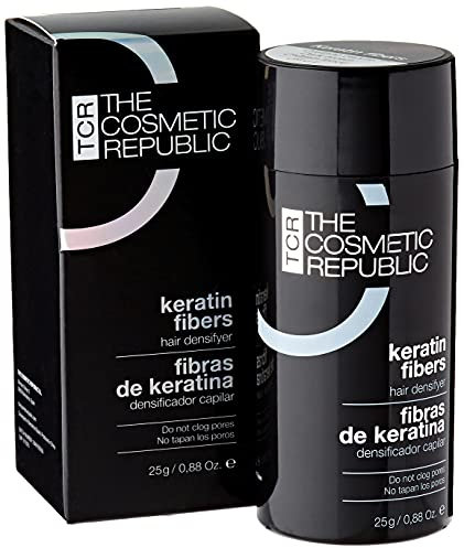 THE COSMETIC REPUBLIC - Fibras Capilares de Keratina - Retocador de Canas y Raíces de Larga Duración - Tapa Canas Mujer y Hombre - Retocador de Canas con Microfibras Capilares - 25gr, Castaño Oscuro