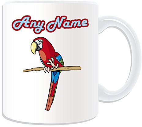Cadeau personnalisé - Tasse motif perroquet rouge - nom ou message personnalisable sur votre tasse unique.