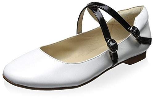 ANDREW STEVENS Damen Adelina Kreuz Riemchen Schnalle Flach, White Kid Nappa, 36 EU