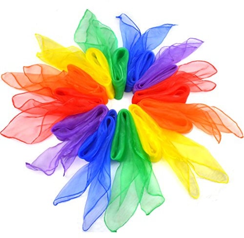 Jmkcoz 12 quadratische Jonglier-Schals aus Seide, Tanzschals, Zaubertricks, Performance-Requisiten, Zubehör, Bewegung, Schals, Rhythmus-Band, Schal, 61 x 61 cm, 6 Farben