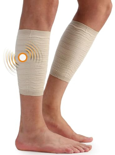 Spikenergy Waden Kompression Damen Herren Elektromagnetische Therapie - Wadenbandage Muskelfaserriss, Steuerlich absetzbares Medizinprodukt, Made in Italy, Beige, S