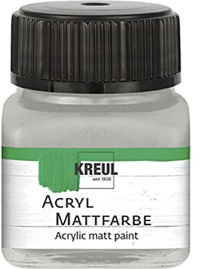 KREUL 75237-Pintura acrílica Mate, Plateada en Bote de 20 ml, Pintura al Agua cremosa, Opaca, de Secado rápido, Adecuada para Muchas Superficies Diferentes, Silver, 20