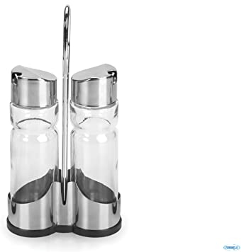 Comas vinagreras 2 Piezas Salero y pimentero, París, Acero Inoxidable. Glass, Multicolor, 30 x 30 x 30 cm