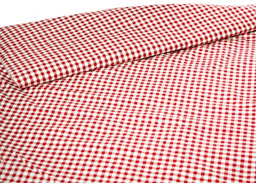 texpot Landhaus Bettezug 135 x 200 cm Bettwäsche in rotem Karo 1x1 cm Hotelverschluss