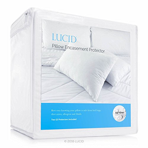 Lucid Matratzenschoner – komplett umhüllt Matratze für wasserfest, allergenfest, Bettwanzenschutz, 15 Jahre Garantie, Textil, King Pillow Protector Set (2)