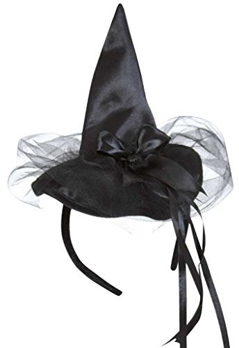 Karnevalsteufel Serre-tête chapeau de sorcière, couleurs assorties, disponible en 3 couleurs, Halloween, sorcière, fête de sorcère, chapeau, serre-tête, (Noir)