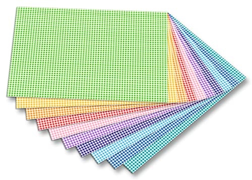 10 Blatt Motivkarton-Set Karos ca. 70x50cm bunter Mix Geschenkpapier Karten gestalten Verpackung Stärke: 300g/qm